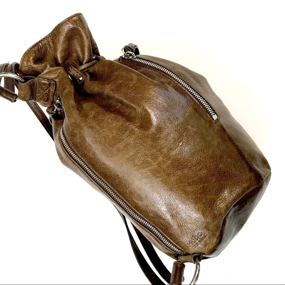 HOBO Brown Leather Drawstring Backpack - Picture 3 of 15